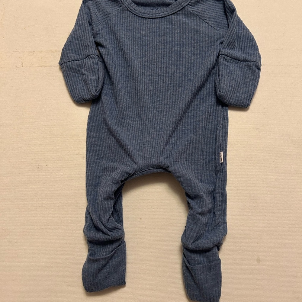 Little Sleepies Ribbed Navy Blue Footed One-Piece